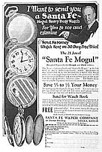 1927 Santa Fe Mogul Pocket Watch Ad
