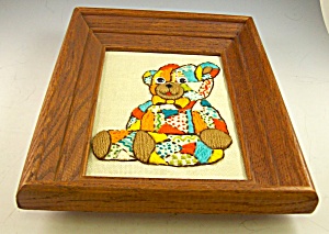 Vintage Babys Room Framed Embroidery Teddy Bear