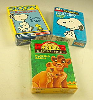 2 Mip Decks Snoopy Playing Cards And 1 Deck Lion King Playing Cards