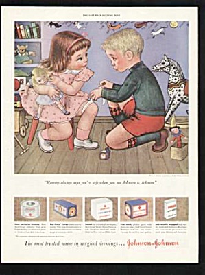 1950 Gladys Rockmore Davis Illustrated Bandage Print Ad
