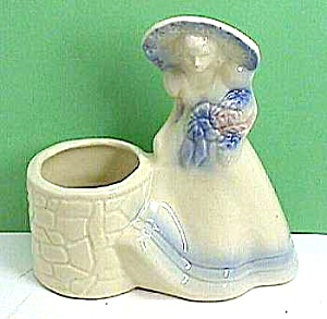 Early Woman In Bonnet Pottery Planter