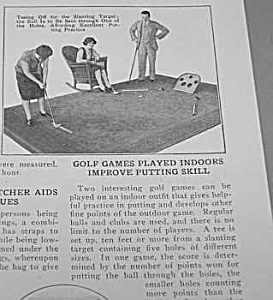 1926 Golf Putting Practice Indoors Mag. Article B