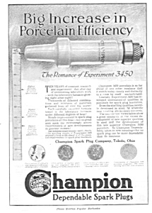 1918 Champion Spark Plug Sparkplug Automotive Ad
