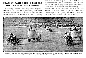 1926 Motorcycle Racing Chariots Mag. Article