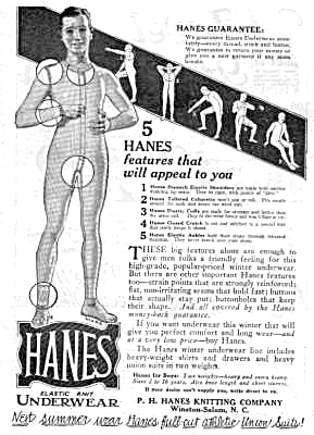 1922 Hanes Men's Underwear Magazine Ad