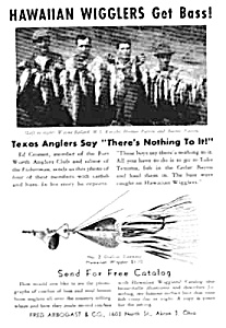 1946 Fred Arbogast Hawaiian Wiggler Fishing Lure Ad