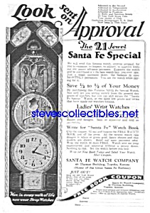 1926 Santa Fe Special Pocket Watch Ad