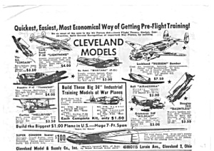 1943 Cleveland Model Airplanes Toy Magazine Ad