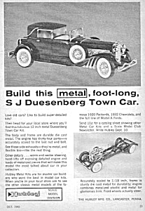 1965 Hubley Metal Duesenberg Town Car Toy Ad