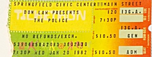Vintage 1982 The Police Concert Ticket Stub