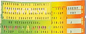 Vintage 1982 Foreigner Concert Ticket Stub
