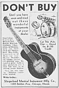 1937 Slingerland Guitar/drums Ad