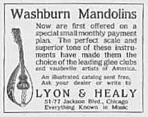 1918 Washburn Mandolins Music Room Ad