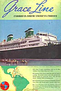 1939 Grace Line Santa Ocean Liner Color Mag. Ad