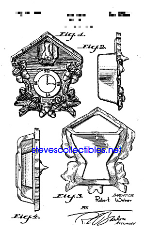Patent Art: 1940s Cuckoo Clock Shaped Wall Pocket