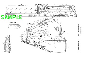 Patent Art: 1930s Loewy Streamlined Train - Matted