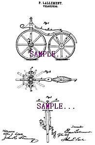 Patent Art: 1860s First Bicycle - Matted Print