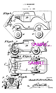 Patent Art: 1930s Hubley Toy Car - Matted Print