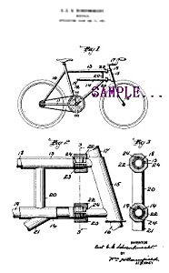 Patent Art: 1920s Bicycle Design B - Matted Print