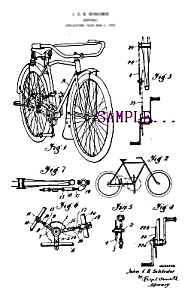 Patent Art: 1920s Bicycle Design - Matted Print