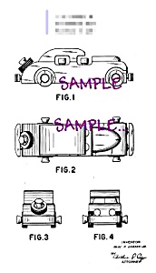 Patent Art: 1940s Noma Toy Sedan - Matted