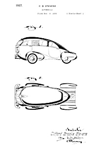 Patent Art: 1930s Brook Stevens Streamline Car - Matted