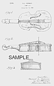 Patent Art: 1940s Violin Candy Container - Matted Print