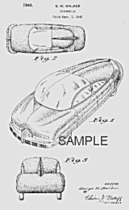 Patent Art: 1940s Bohn Future Streamlined Car - Matted