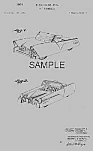 Patent Art: 1950s Mattel Futuristic Toy Car - Matted