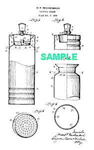 Patent Art: 1930s Chase Gaiety Cocktail Shaker - Matted