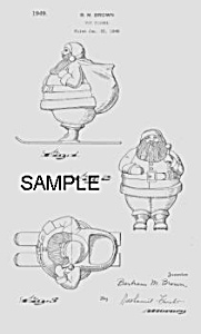Patent Art: 1940s Santa On Skis Candy Container-matted