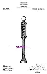 Patent Art: 1910s Barber Shop Barber Pole - Matted