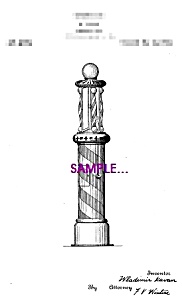 Patent Art: 1920s Barber Shop Barber Pole-matted-5x7