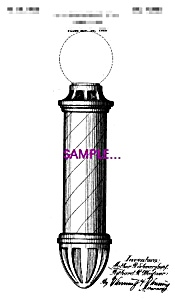 Patent Art: 1920s Barber Shop Barber Pole C - 5x7