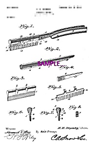 Patent Art:1900s Straight Edge Safety Razor-matted-8x10