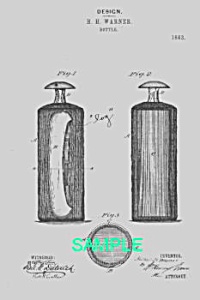 Patent Art: 1880s Warner Tippecanoe Bottle - Matted