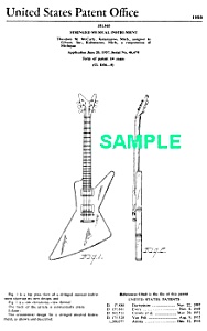 Patent Art: 1958 Explorer Gibson Guitar - Matted