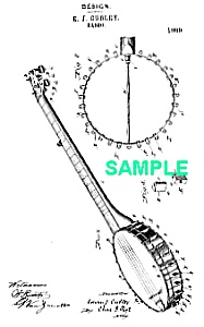 Patent Art: 1880s Cubley Banjo Musical Instrument