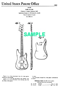 Patent Art: 1960 Fender Precision Bass Guitar - Matted