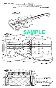 Patent Art: 1961 Fender Guitar Floating Tremelo
