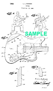 Patent Art: 1960s Fender Electric Guitar - Matted