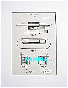 Patent Art: 1930s Frank Lloyd Wright Desk -matted Print