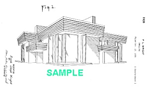 Patent Art: 1930s Frank Lloyd Wright Dwelling - Matted