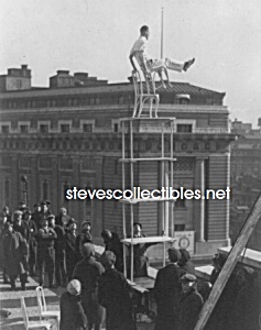 C.1923 Human Fly Thrill Show Balancing On Roof - Photo