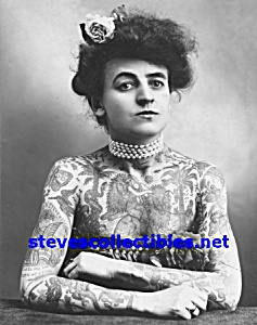 C.1907 Fully Tattooed Lady Side Show - Photo