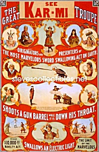 C.1899 Kar-mi Circus Sword Swallowing Side Show