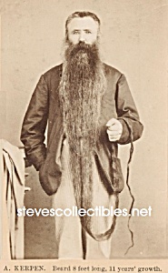 C.1875 Man With 8 Foot Beard Side Show - Circus Photo