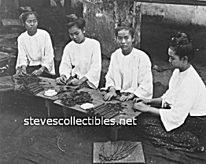 C.1907 Burmese Women Rolling Cigars Photograph - 8x10
