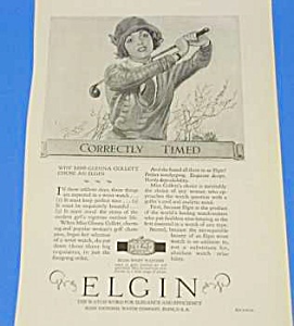 1925 Golf Themed Elgin Pocket Watch Ad