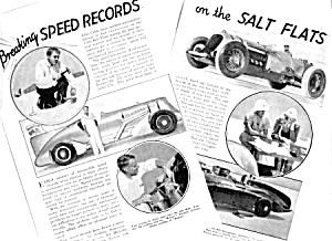 1937 Breaking Speed Records Salt Flats Mag. Article